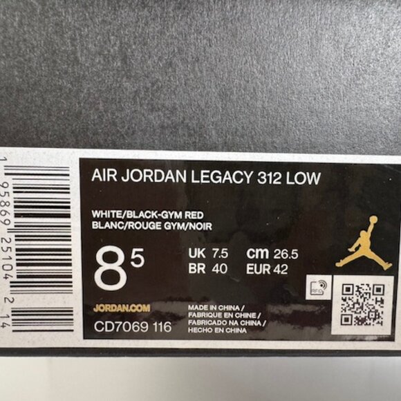 Jordan Legacy 312 Low 'Chicago Red' Like New Men Size 8.5 - Picture 14 of 16